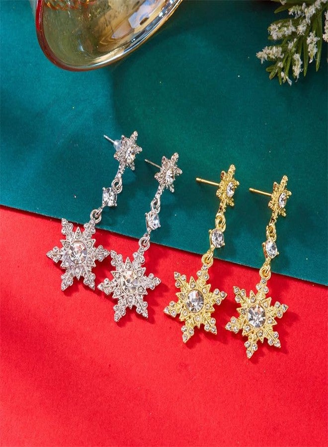 Lookray Christmas Snowflake Earring for Women Dainty Snowflake Pearl Drop Dangle Earrings Sparkly White Zirconia Snowflakes Stud Earrings Christmas costume Jewelry Gifts（style2） - Image 5